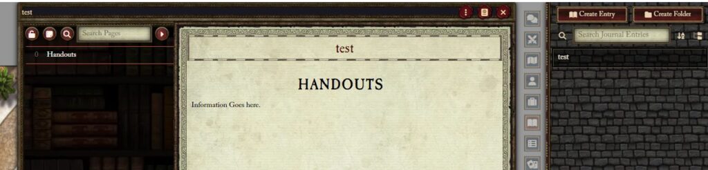 Foundry VTT for TTRPGs Create Handouts